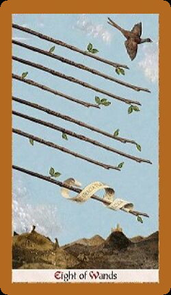 Eight of Wands Upright Golden Meanings